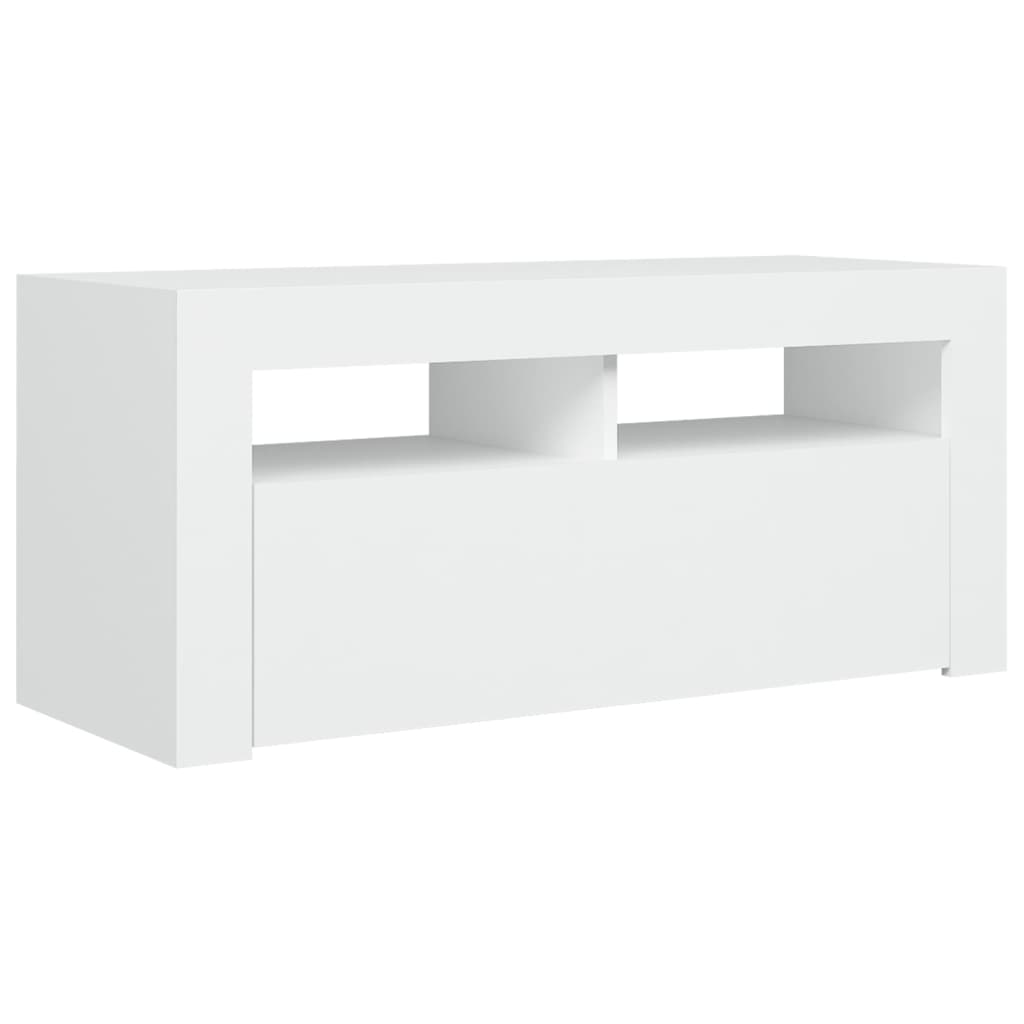 TV skrinka s LED svetlami biela 90x35x40 cm