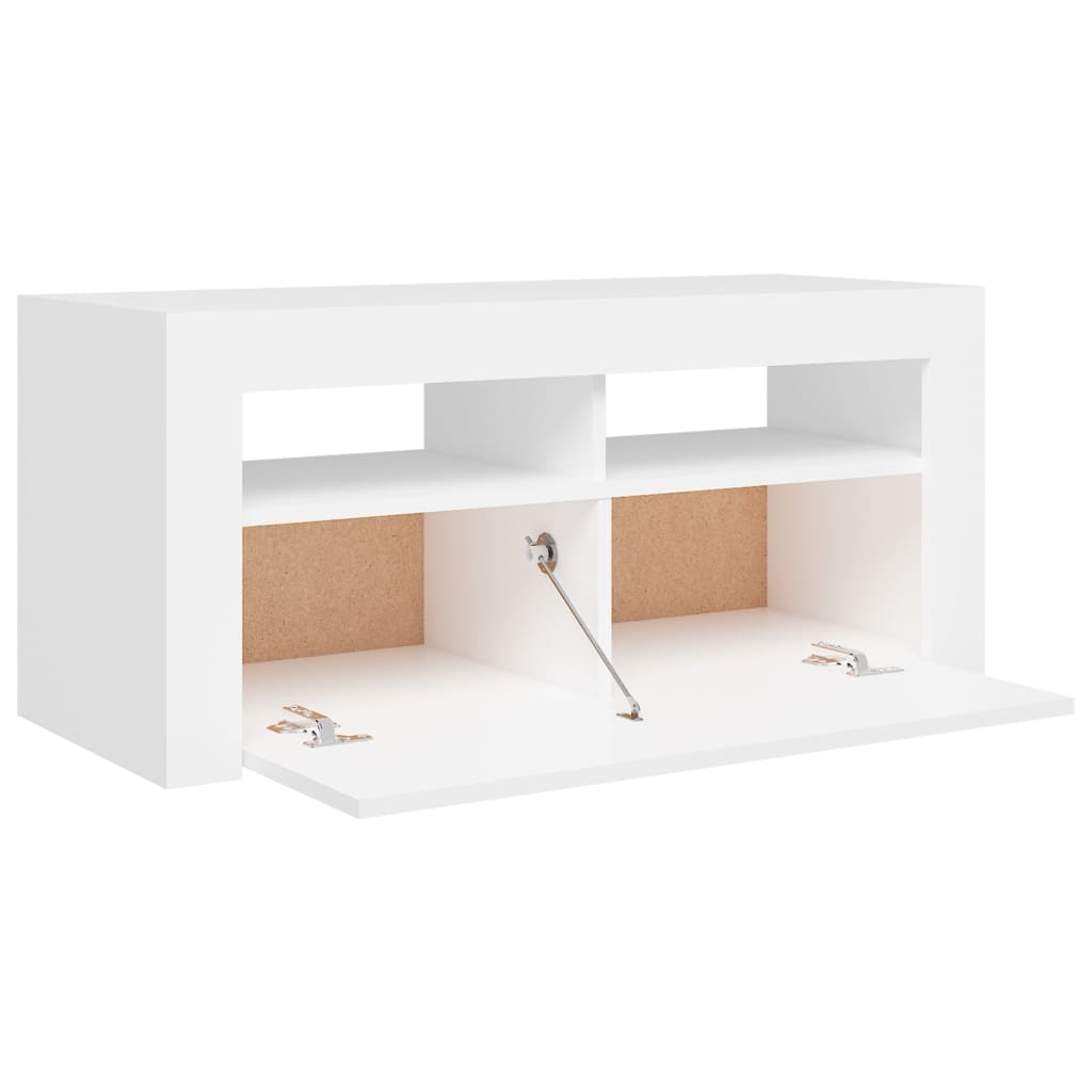 TV skrinka s LED svetlami biela 90x35x40 cm