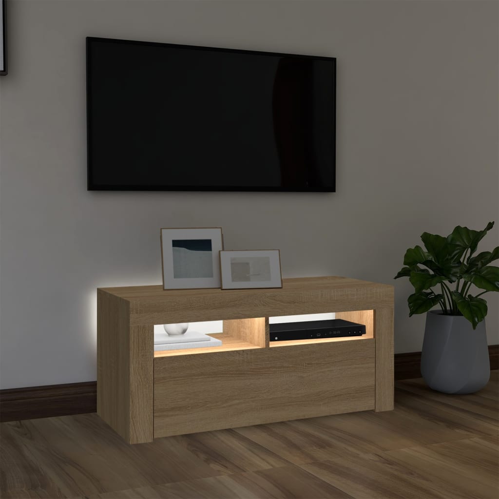TV skrinka s LED svetlami dub sonoma 90x35x40 cm