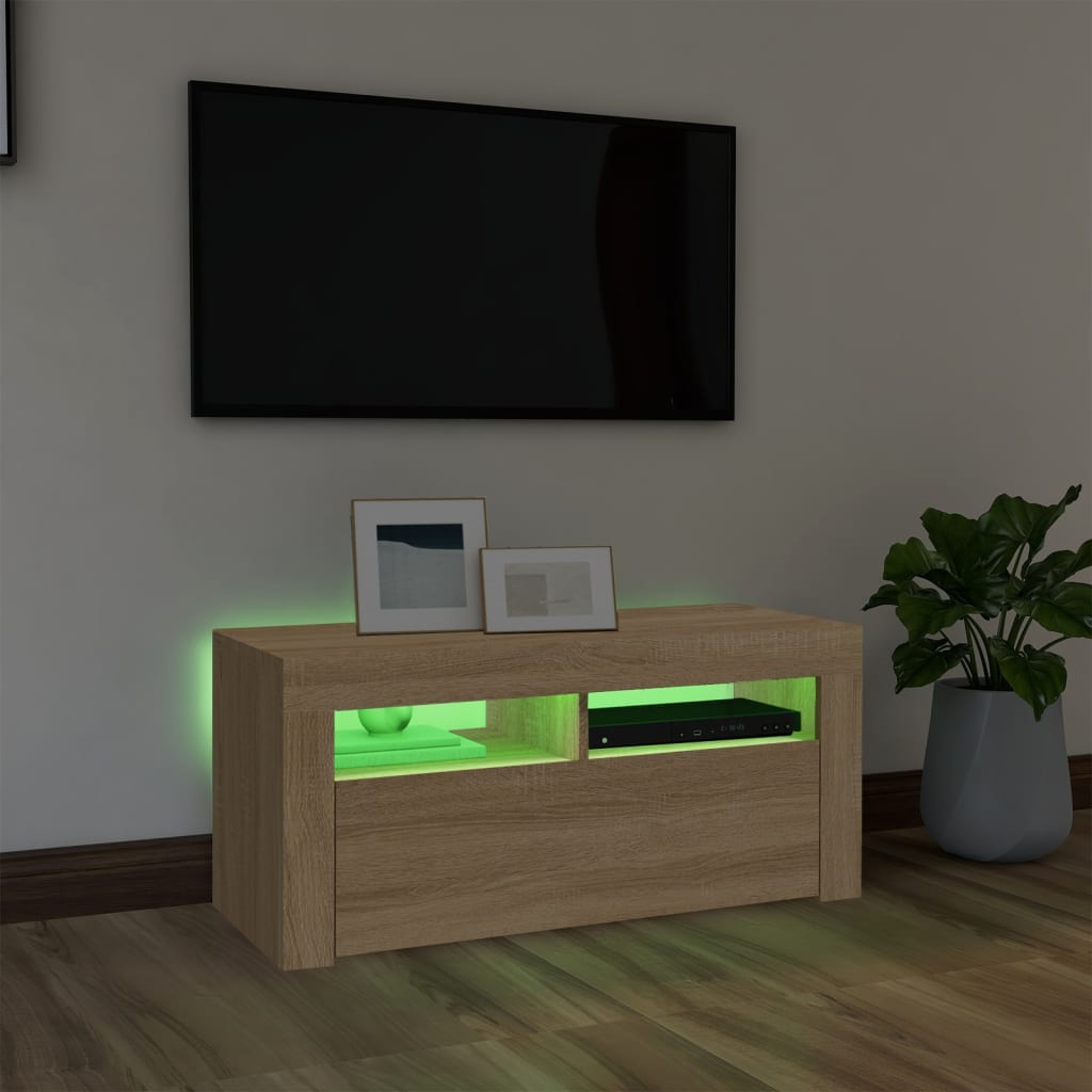 TV skrinka s LED svetlami dub sonoma 90x35x40 cm