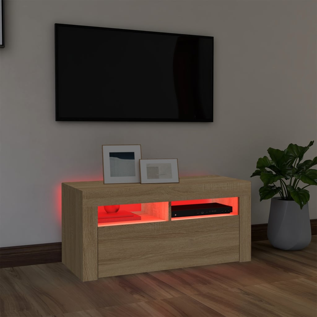 TV skrinka s LED svetlami dub sonoma 90x35x40 cm