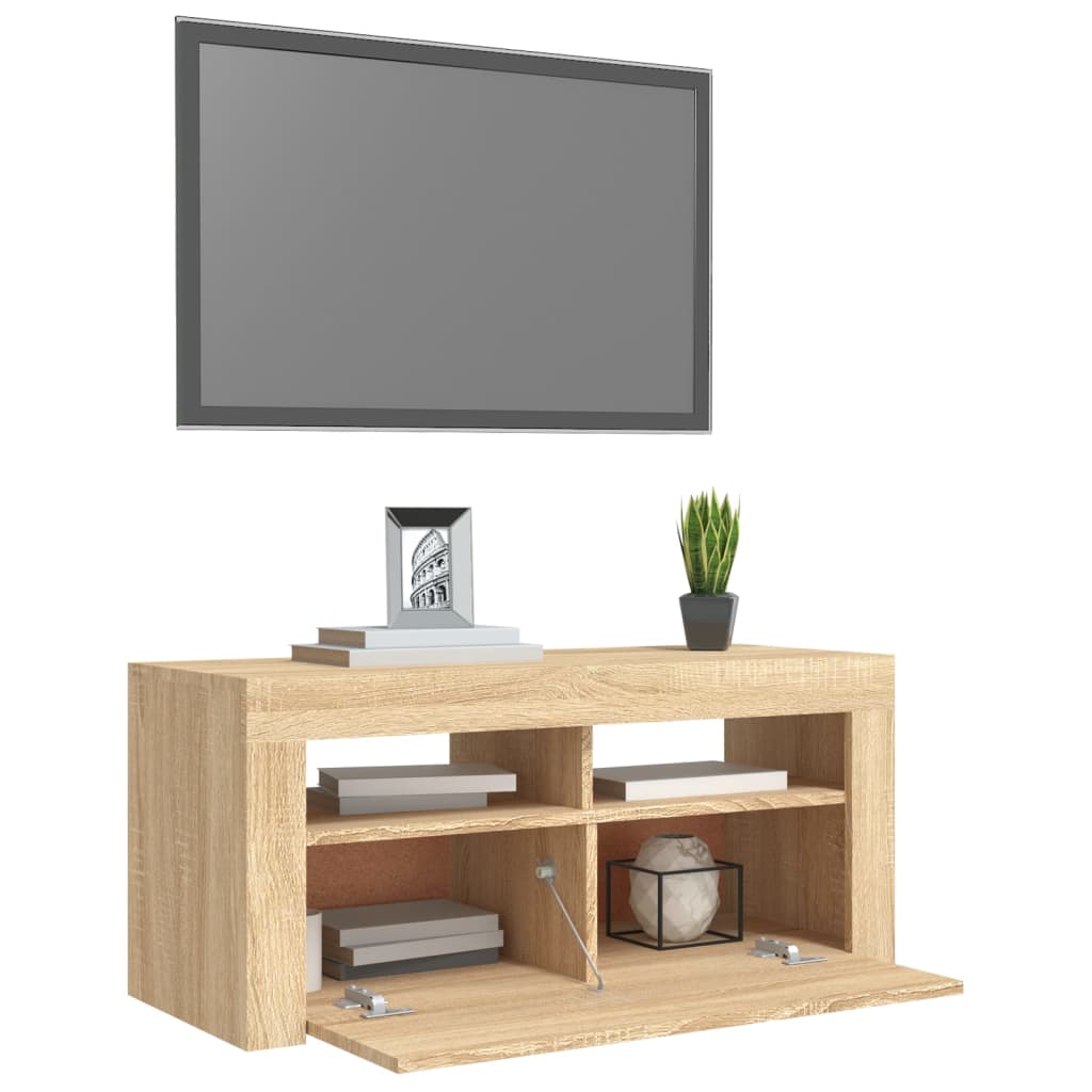 TV skrinka s LED svetlami dub sonoma 90x35x40 cm