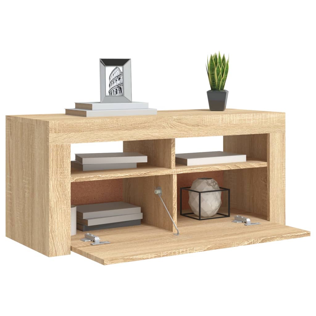 TV skrinka s LED svetlami dub sonoma 90x35x40 cm