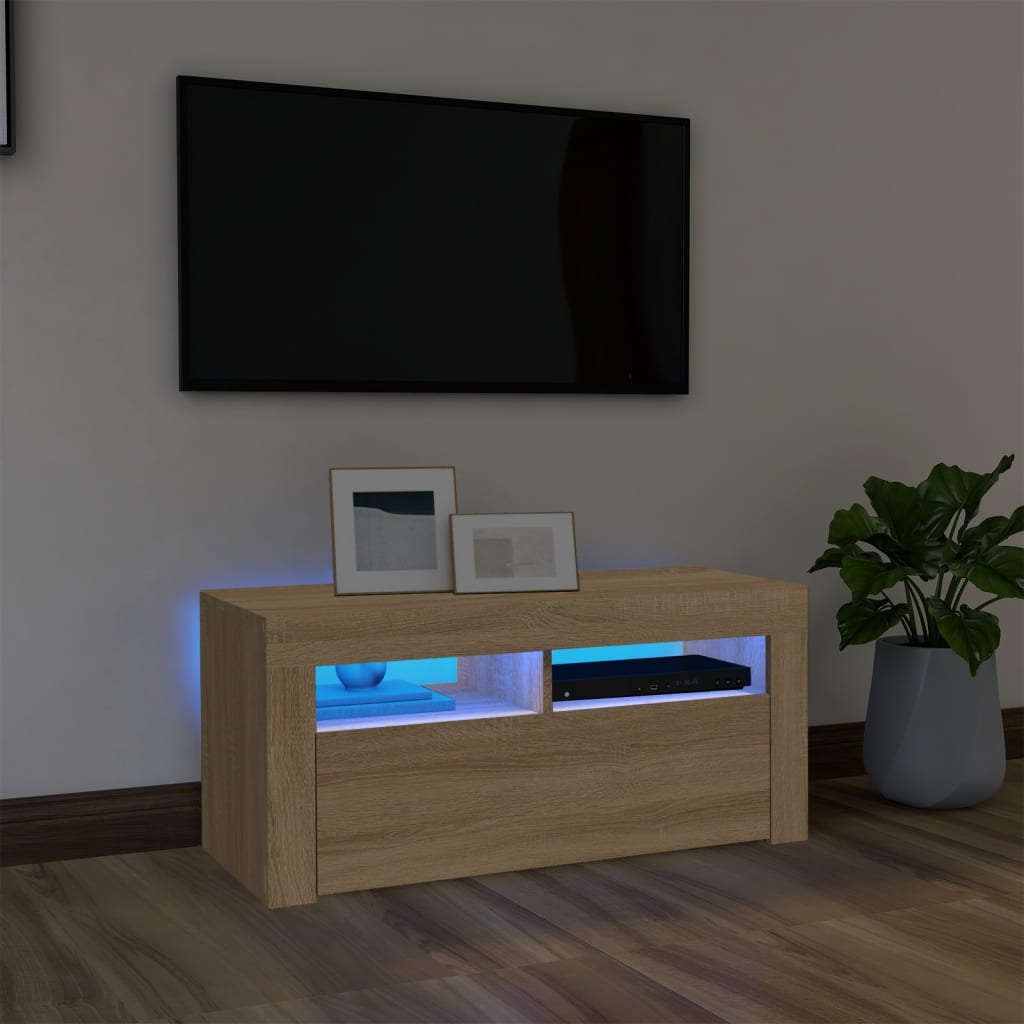 TV skrinka s LED svetlami dub sonoma 90x35x40 cm