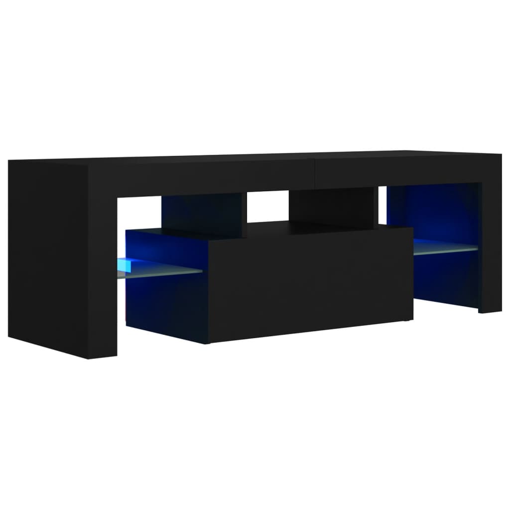 TV skrinka s LED svetlami čierna 120x35x40 cm