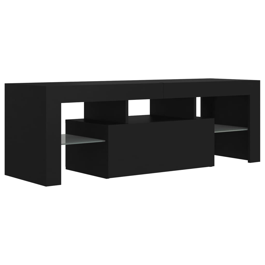 TV skrinka s LED svetlami čierna 120x35x40 cm