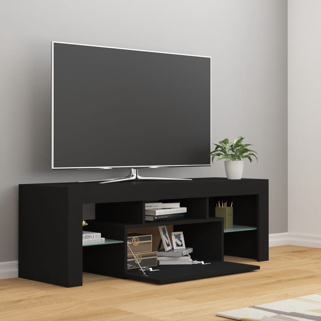 TV skrinka s LED svetlami čierna 120x35x40 cm