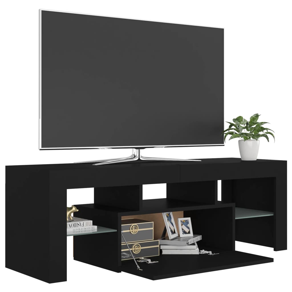 TV skrinka s LED svetlami čierna 120x35x40 cm