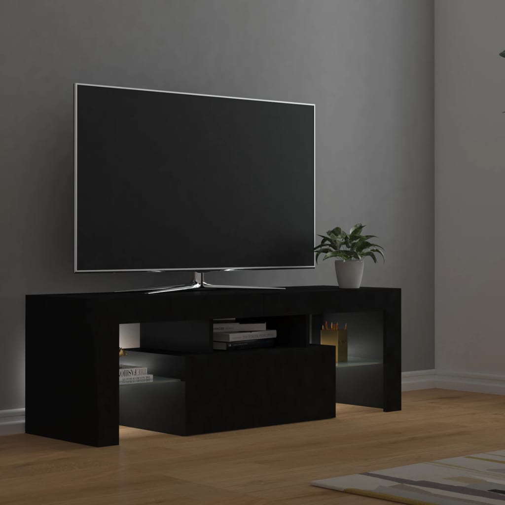 TV skrinka s LED svetlami čierna 120x35x40 cm