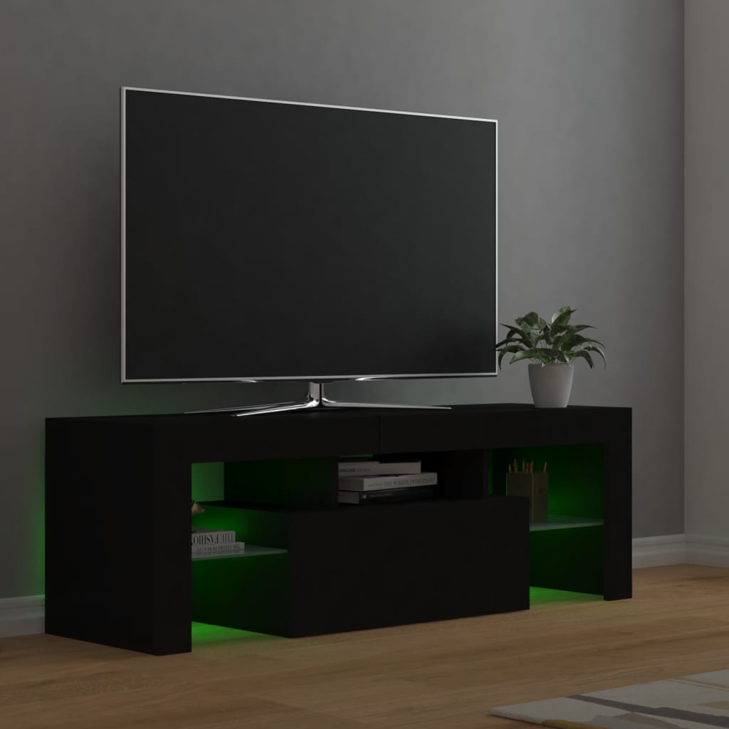 TV skrinka s LED svetlami čierna 120x35x40 cm
