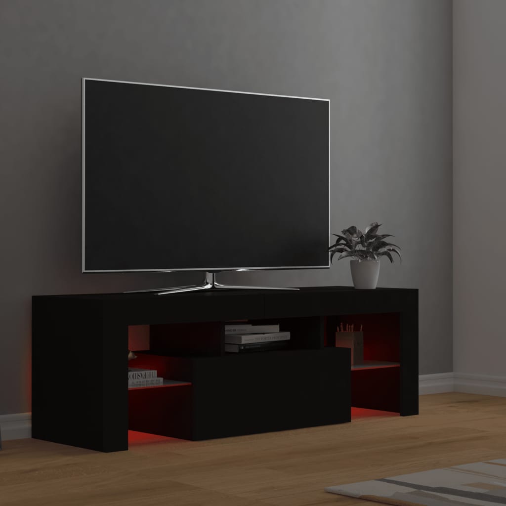 TV skrinka s LED svetlami čierna 120x35x40 cm
