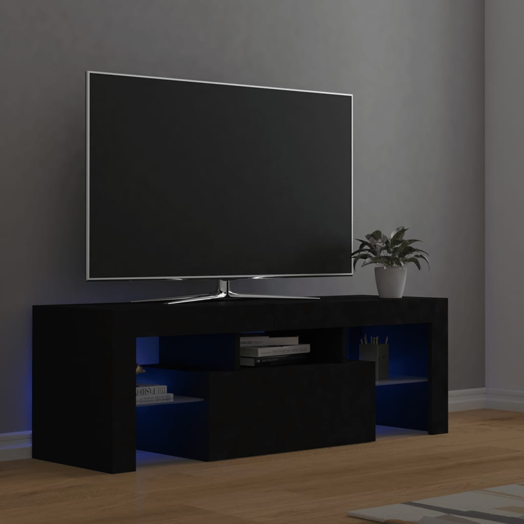 TV skrinka s LED svetlami čierna 120x35x40 cm