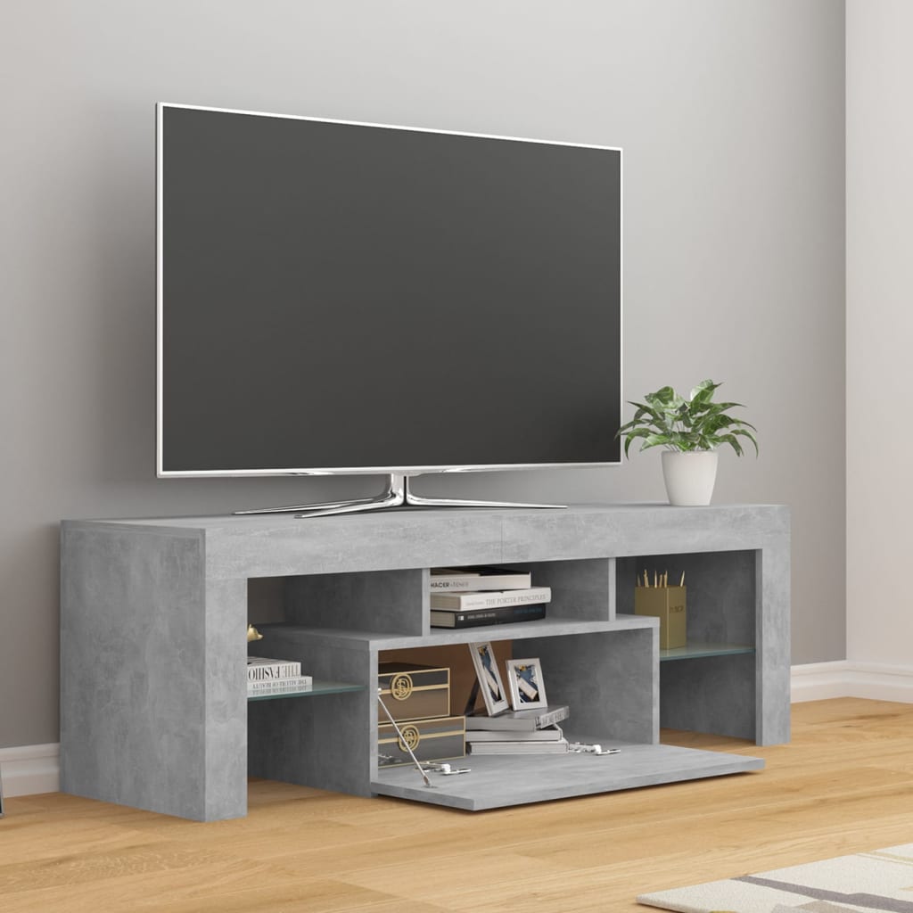 TV skrinka s LED svetlami betónová sivá 120x35x40 cm