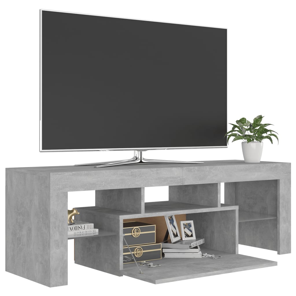 TV skrinka s LED svetlami betónová sivá 120x35x40 cm