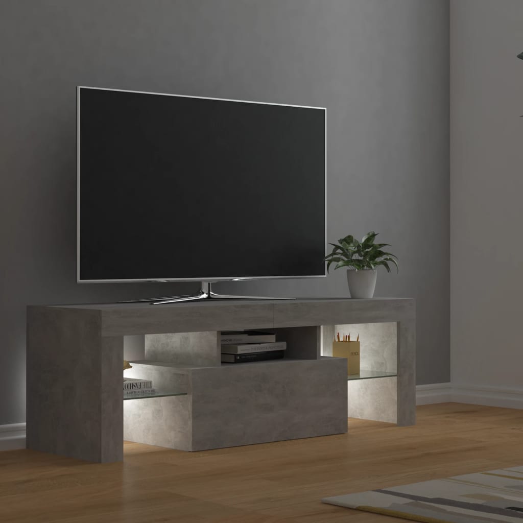 TV skrinka s LED svetlami betónová sivá 120x35x40 cm
