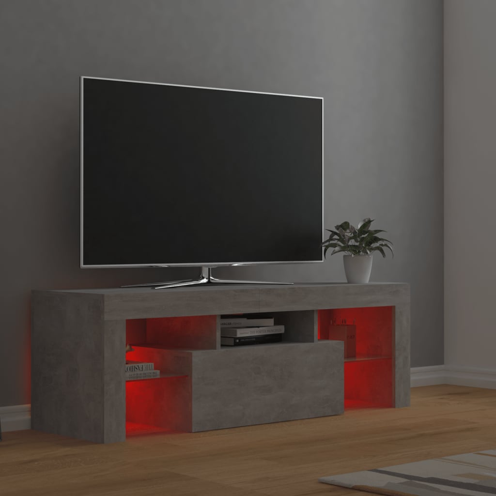 TV skrinka s LED svetlami betónová sivá 120x35x40 cm