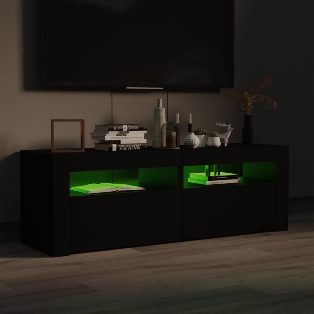 TV skrinka s LED svetlami čierna 120x35x40 cm