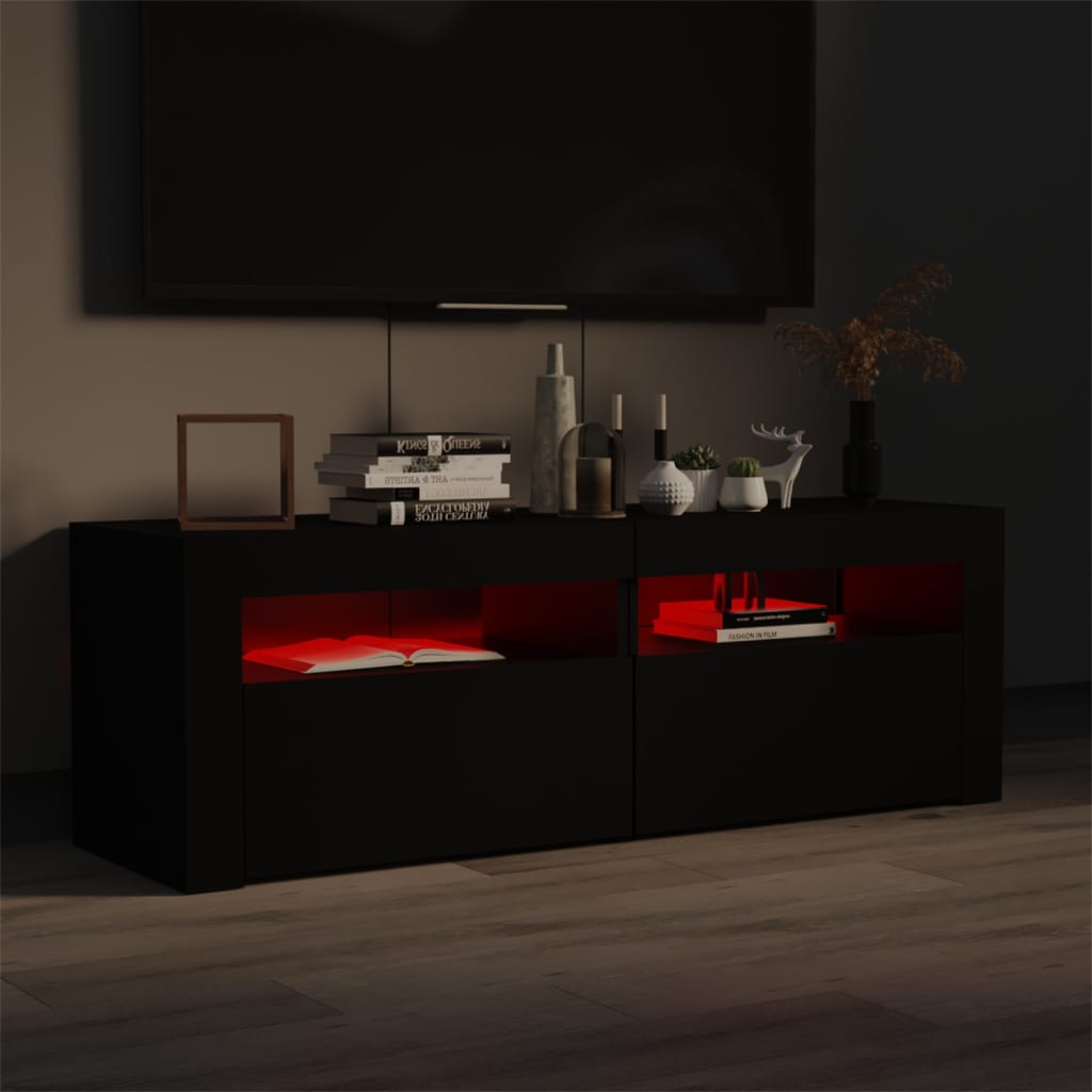 TV skrinka s LED svetlami čierna 120x35x40 cm