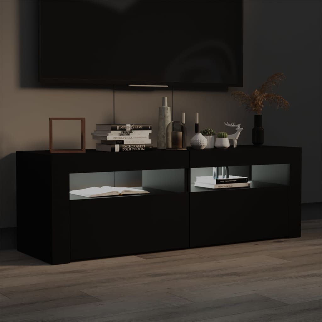 TV skrinka s LED svetlami čierna 120x35x40 cm