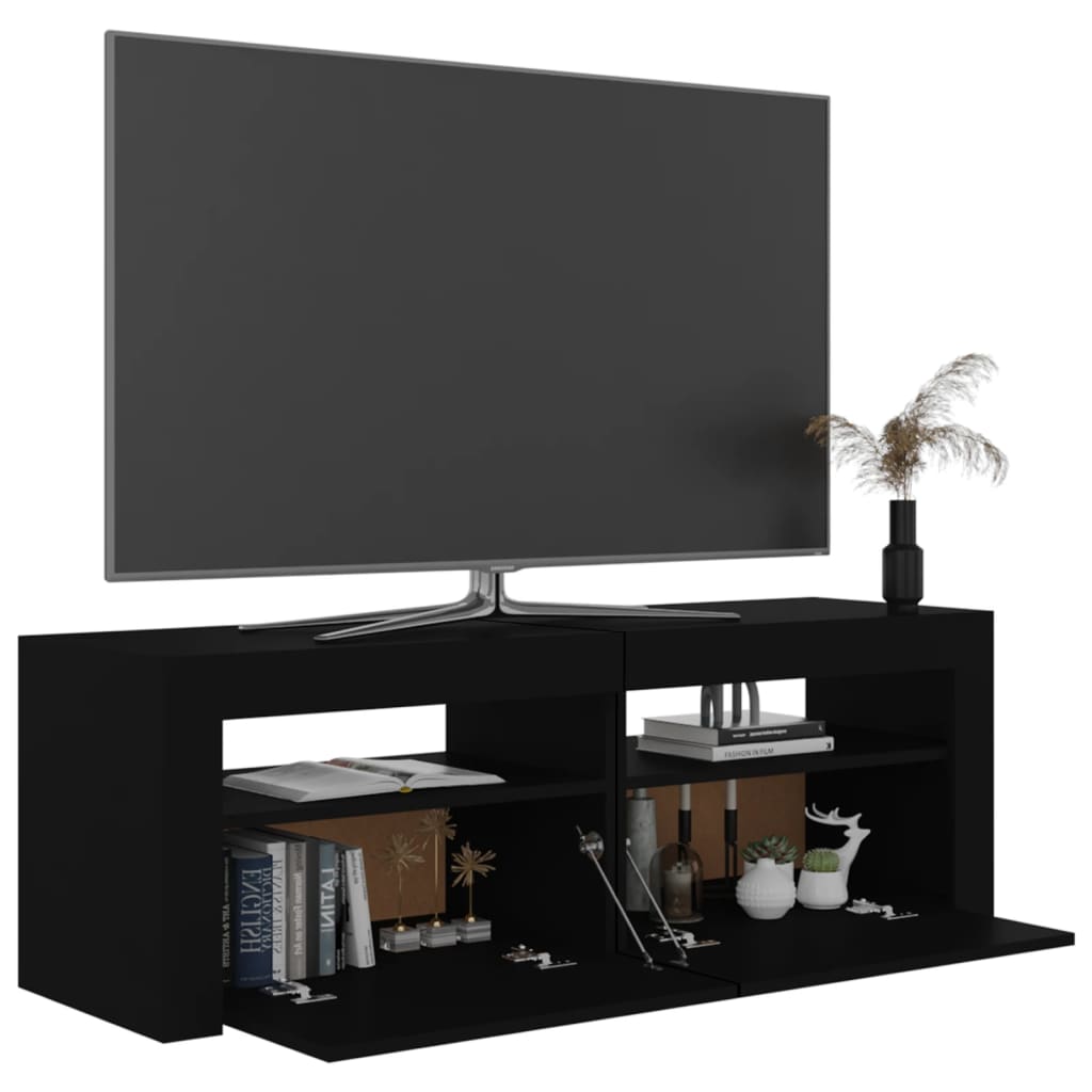 TV skrinka s LED svetlami čierna 120x35x40 cm