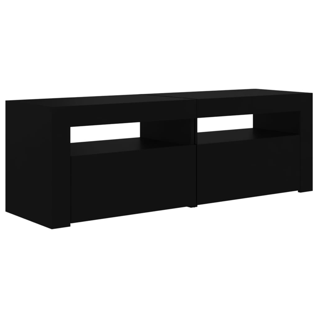 TV skrinka s LED svetlami čierna 120x35x40 cm