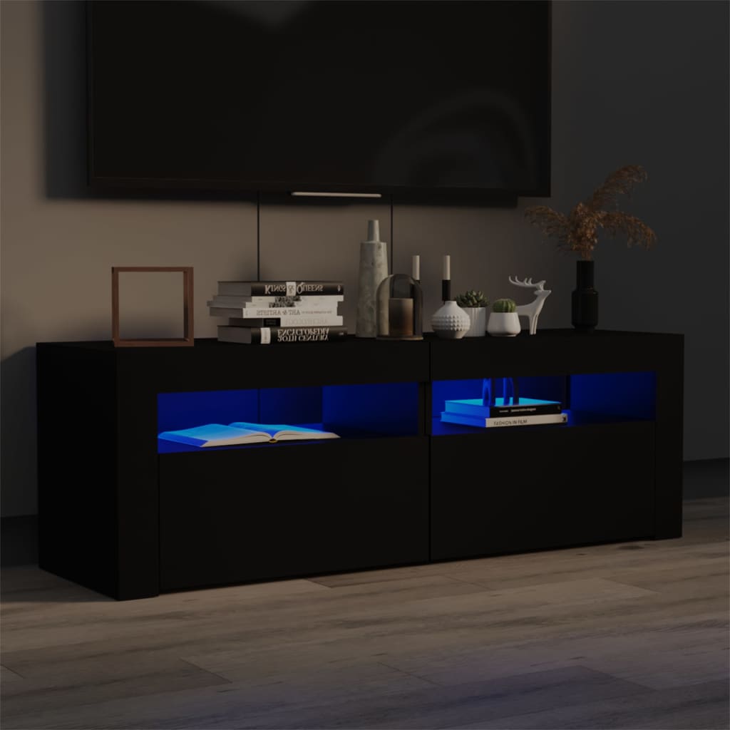 TV skrinka s LED svetlami čierna 120x35x40 cm