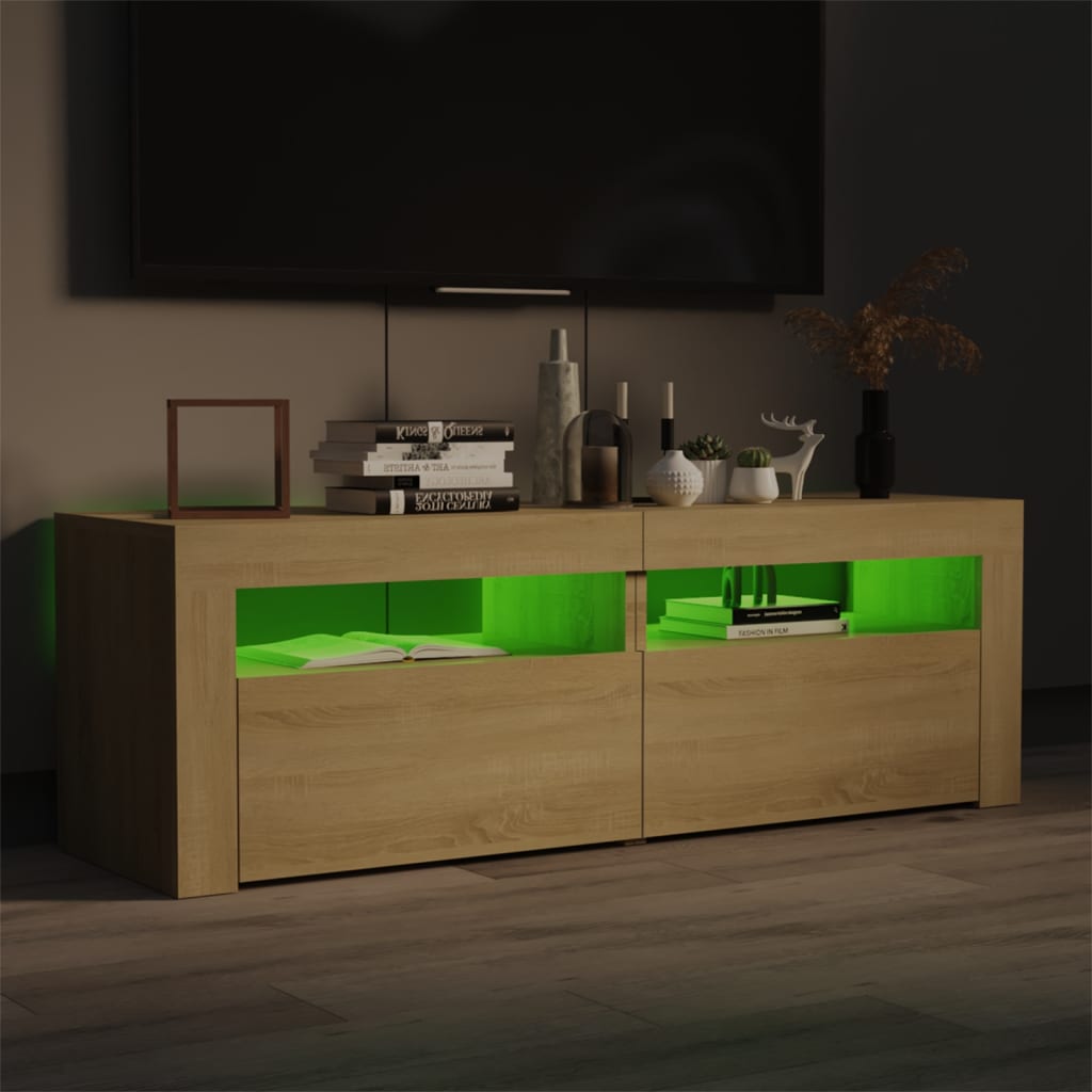 TV skrinka s LED svetlami dub sonoma 120x35x40 cm