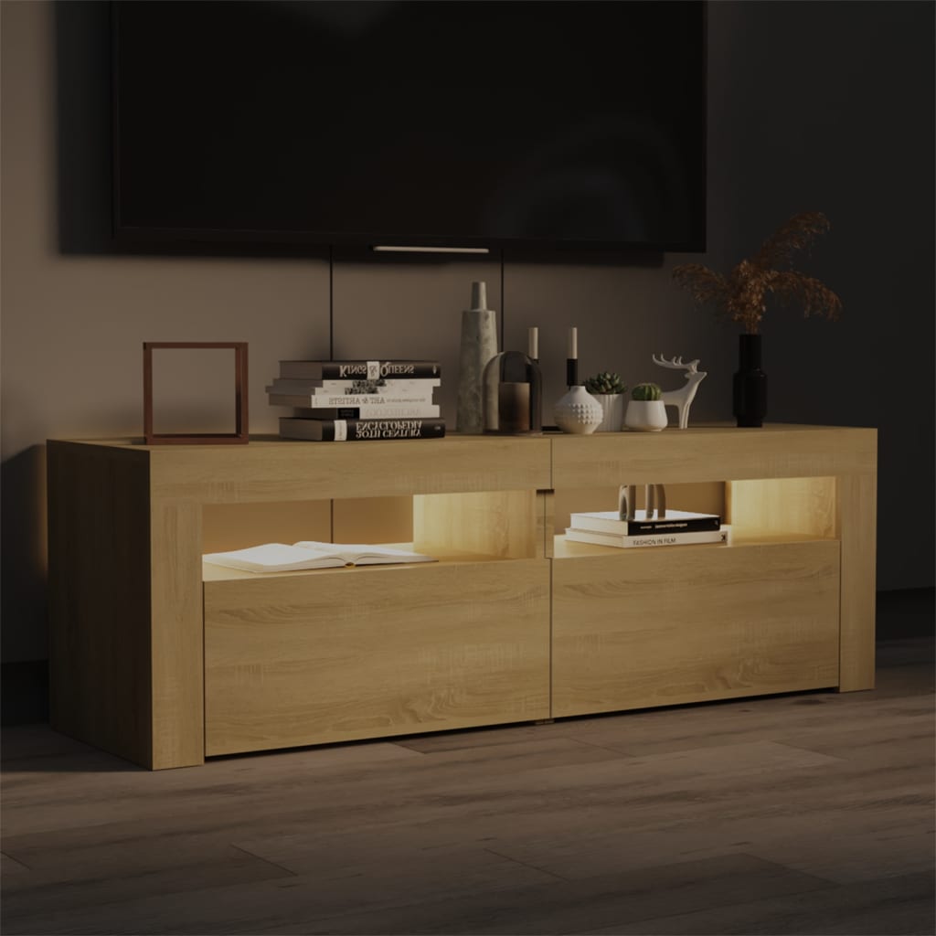 TV skrinka s LED svetlami dub sonoma 120x35x40 cm