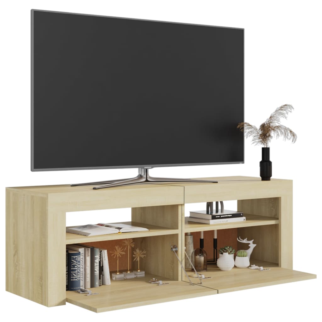 TV skrinka s LED svetlami dub sonoma 120x35x40 cm