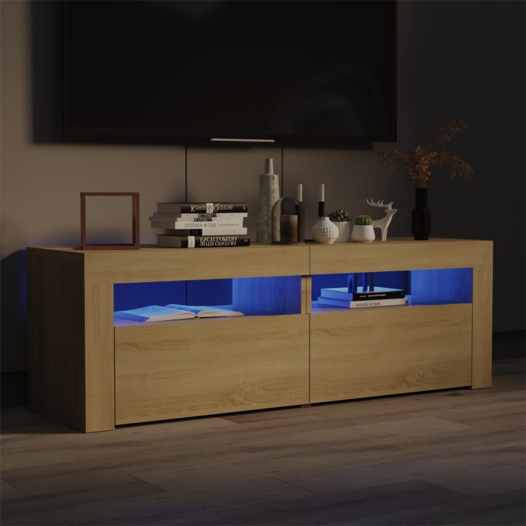 TV skrinka s LED svetlami dub sonoma 120x35x40 cm