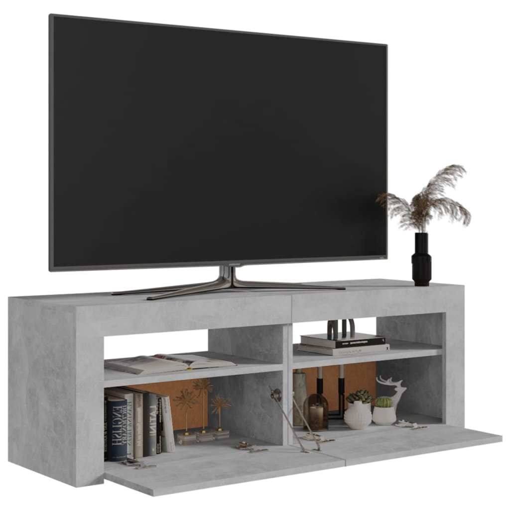TV skrinka s LED svetlami betónová sivá 120x35x40 cm