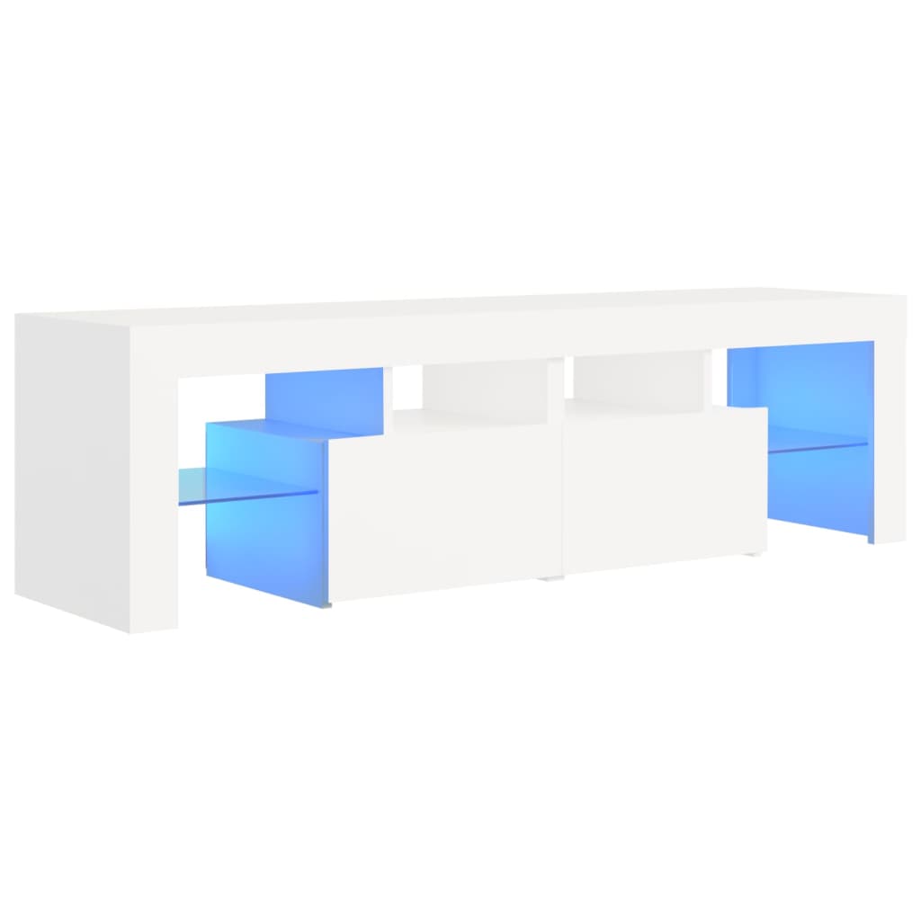 TV skrinka s LED svetlami, biela 140x36,5x40 cm