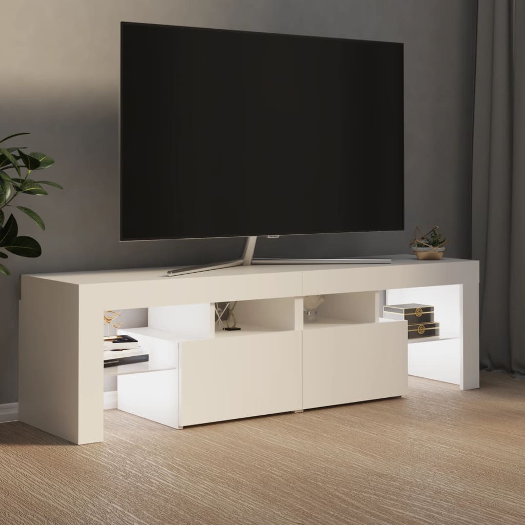 TV skrinka s LED svetlami, biela 140x36,5x40 cm