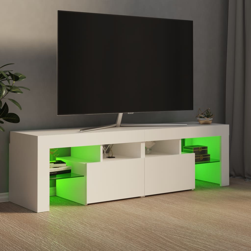 TV skrinka s LED svetlami, biela 140x36,5x40 cm