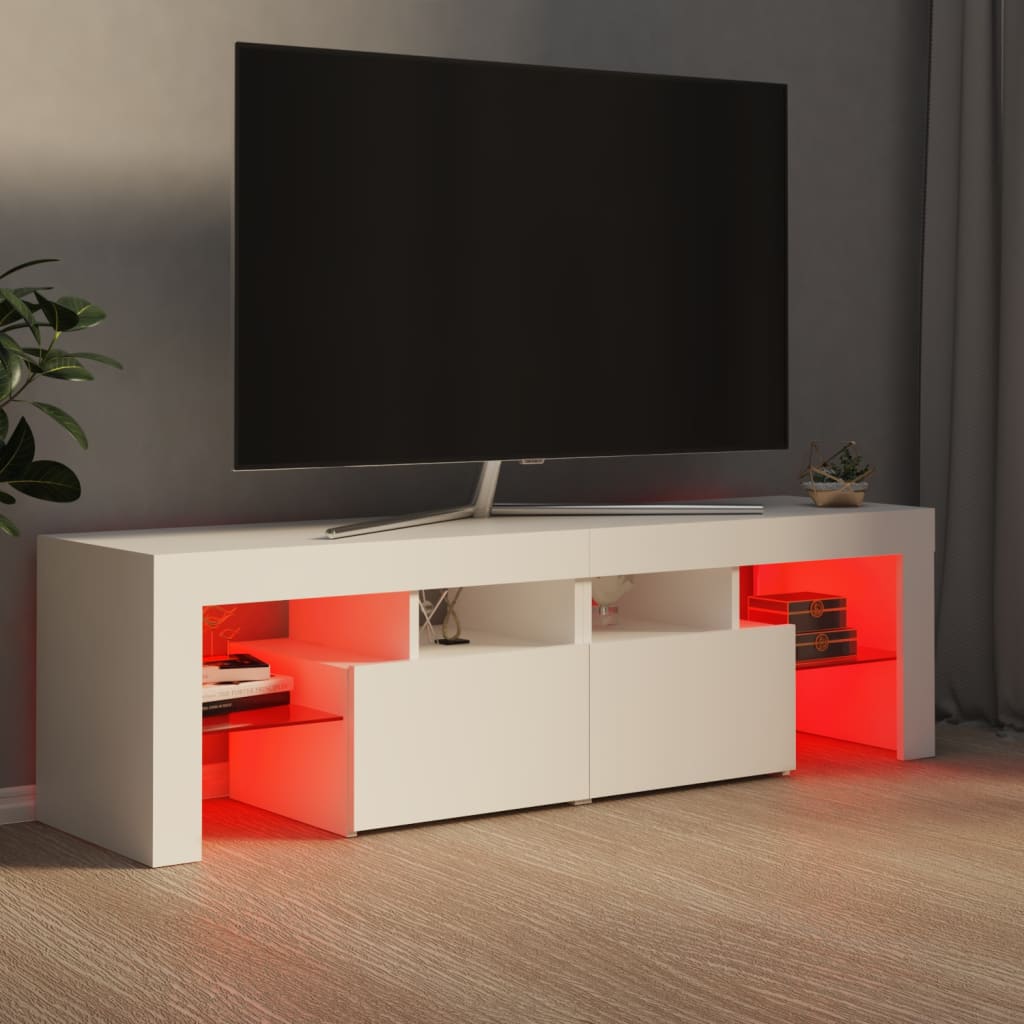 TV skrinka s LED svetlami, biela 140x36,5x40 cm