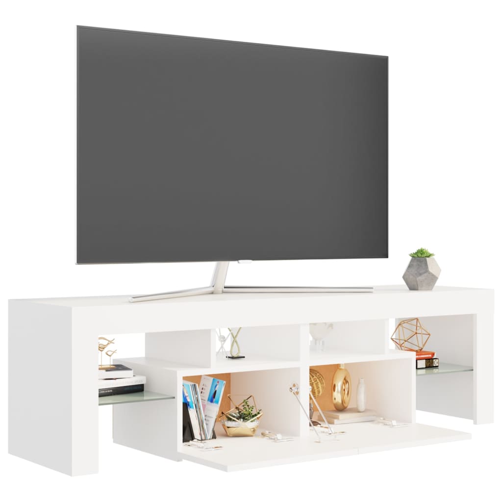 TV skrinka s LED svetlami, biela 140x36,5x40 cm