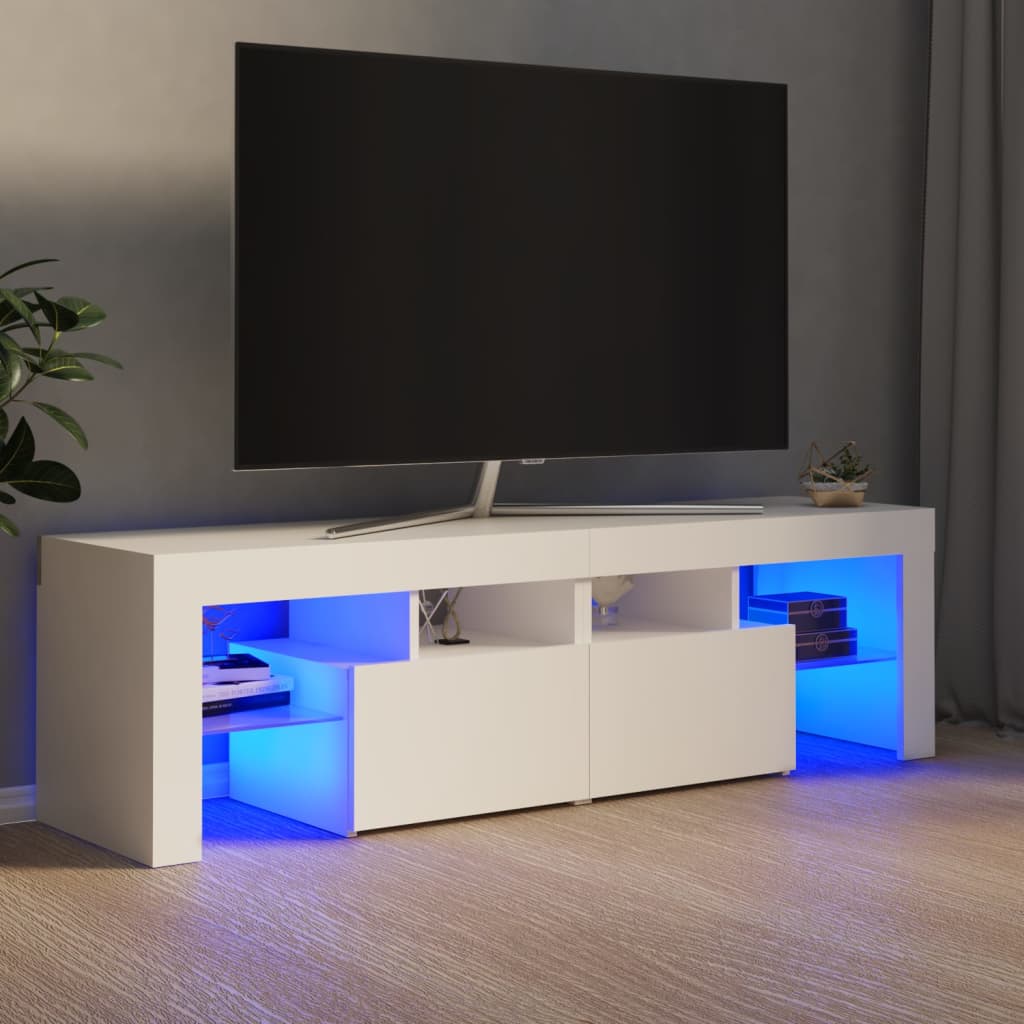 TV skrinka s LED svetlami, biela 140x36,5x40 cm