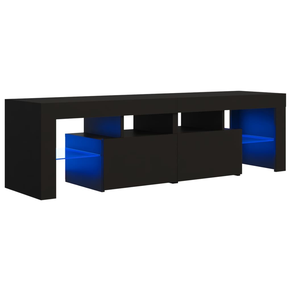 TV skrinka s LED svetlami, čierna 140x36,5x40 cm