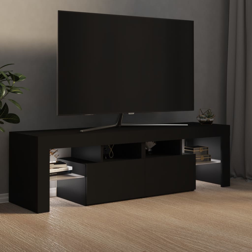TV skrinka s LED svetlami, čierna 140x36,5x40 cm