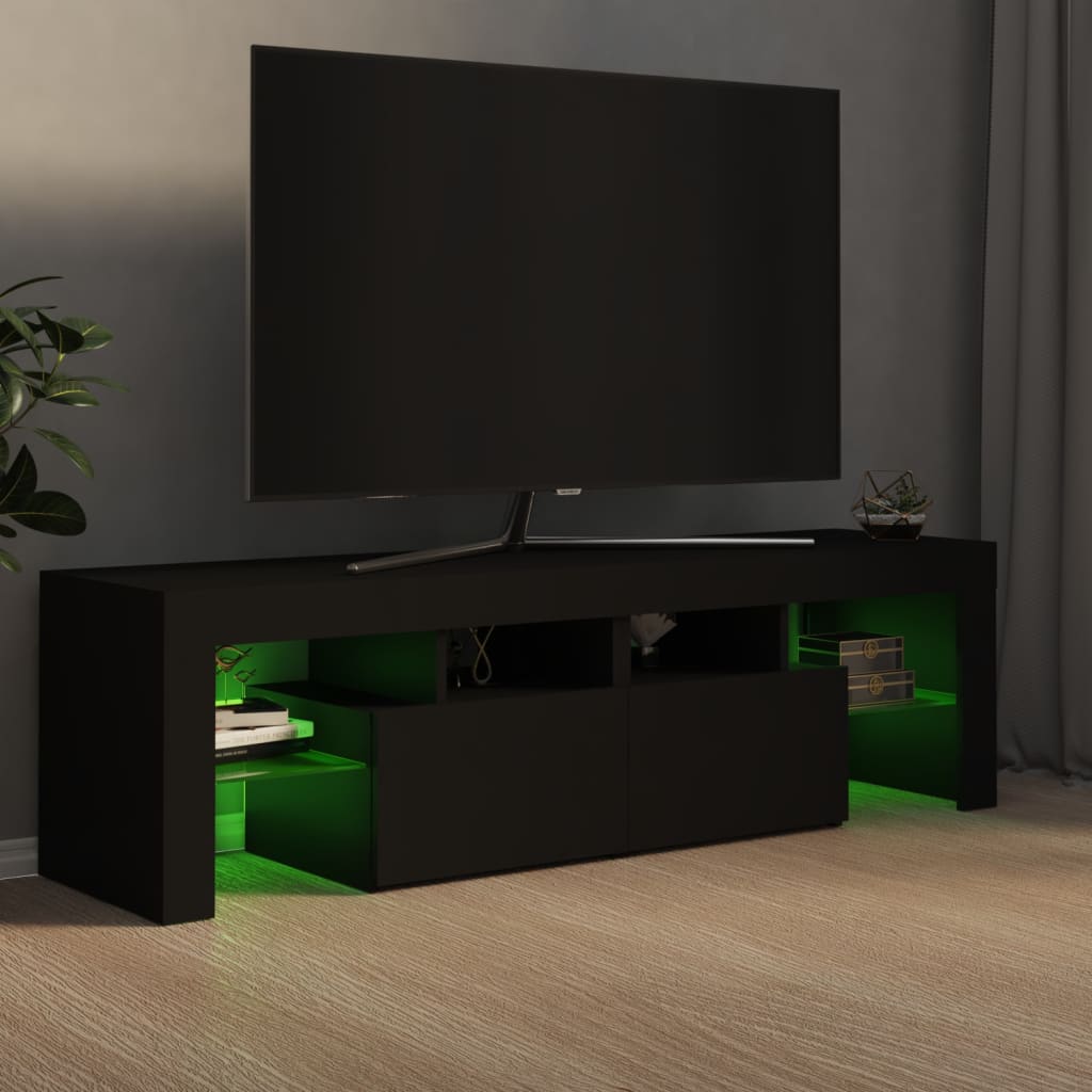 TV skrinka s LED svetlami, čierna 140x36,5x40 cm
