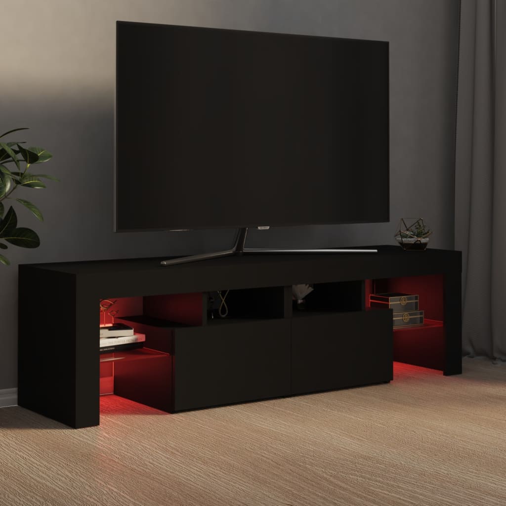TV skrinka s LED svetlami, čierna 140x36,5x40 cm