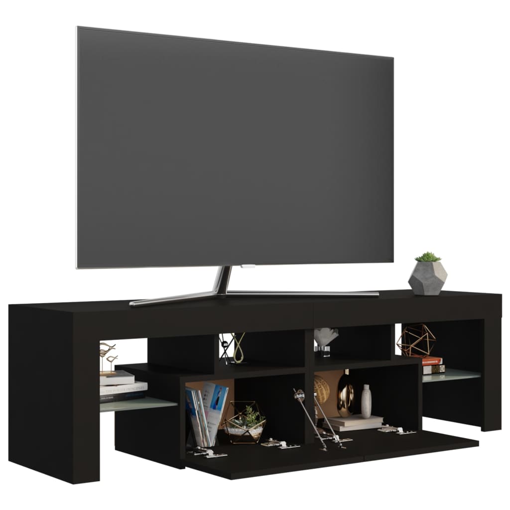 TV skrinka s LED svetlami, čierna 140x36,5x40 cm