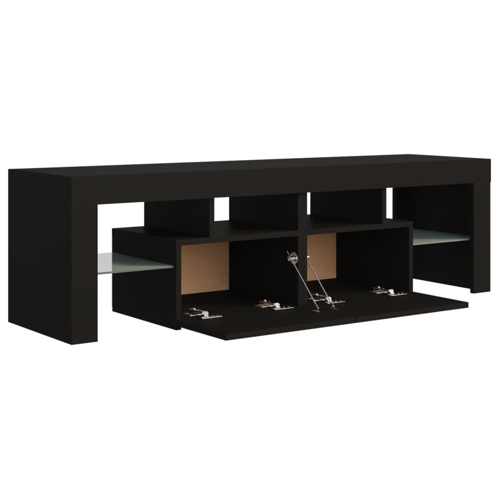 TV skrinka s LED svetlami, čierna 140x36,5x40 cm