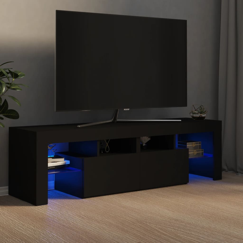 TV skrinka s LED svetlami, čierna 140x36,5x40 cm