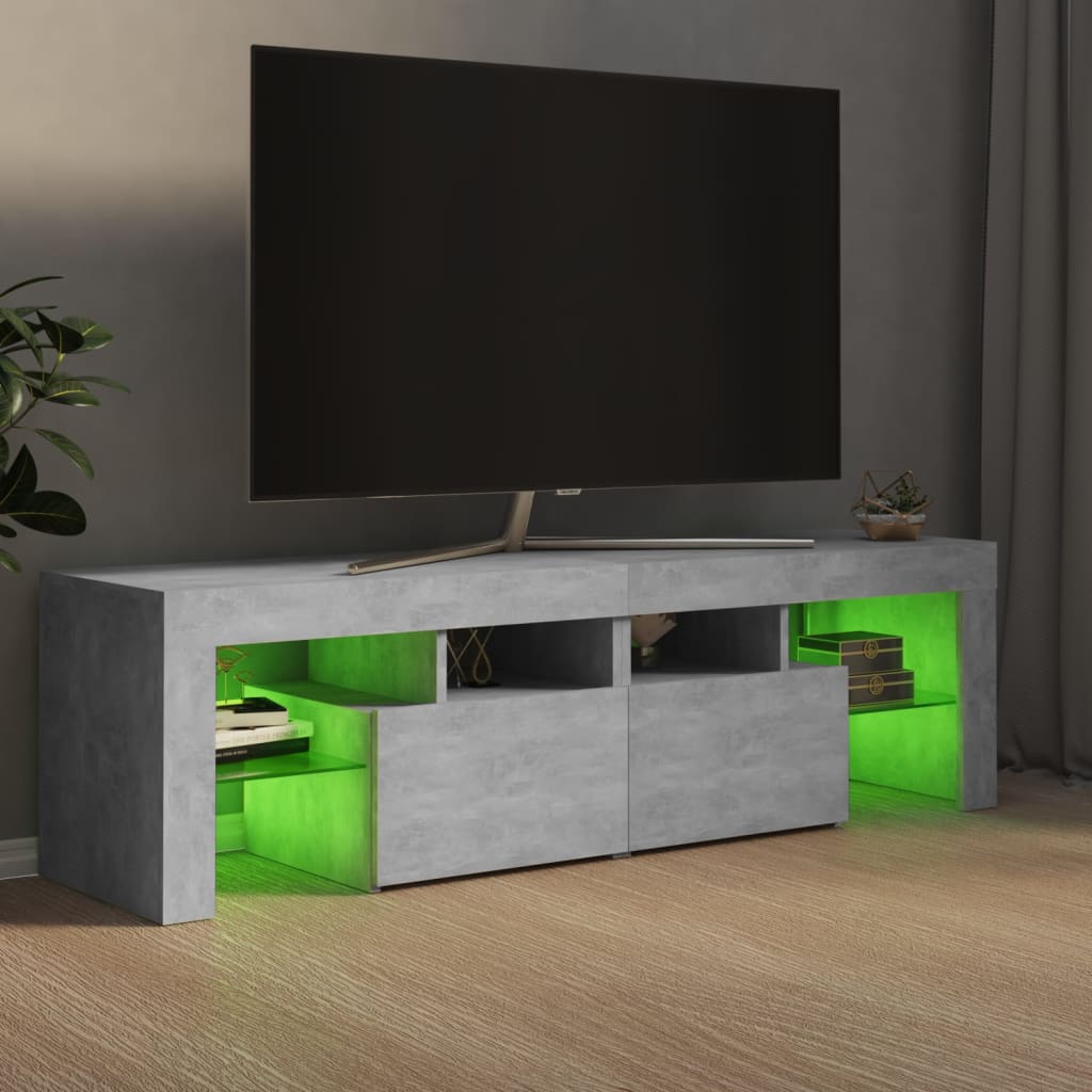 TV skrinka s LED svetlami, betónovo sivá 140x36,5x40 cm