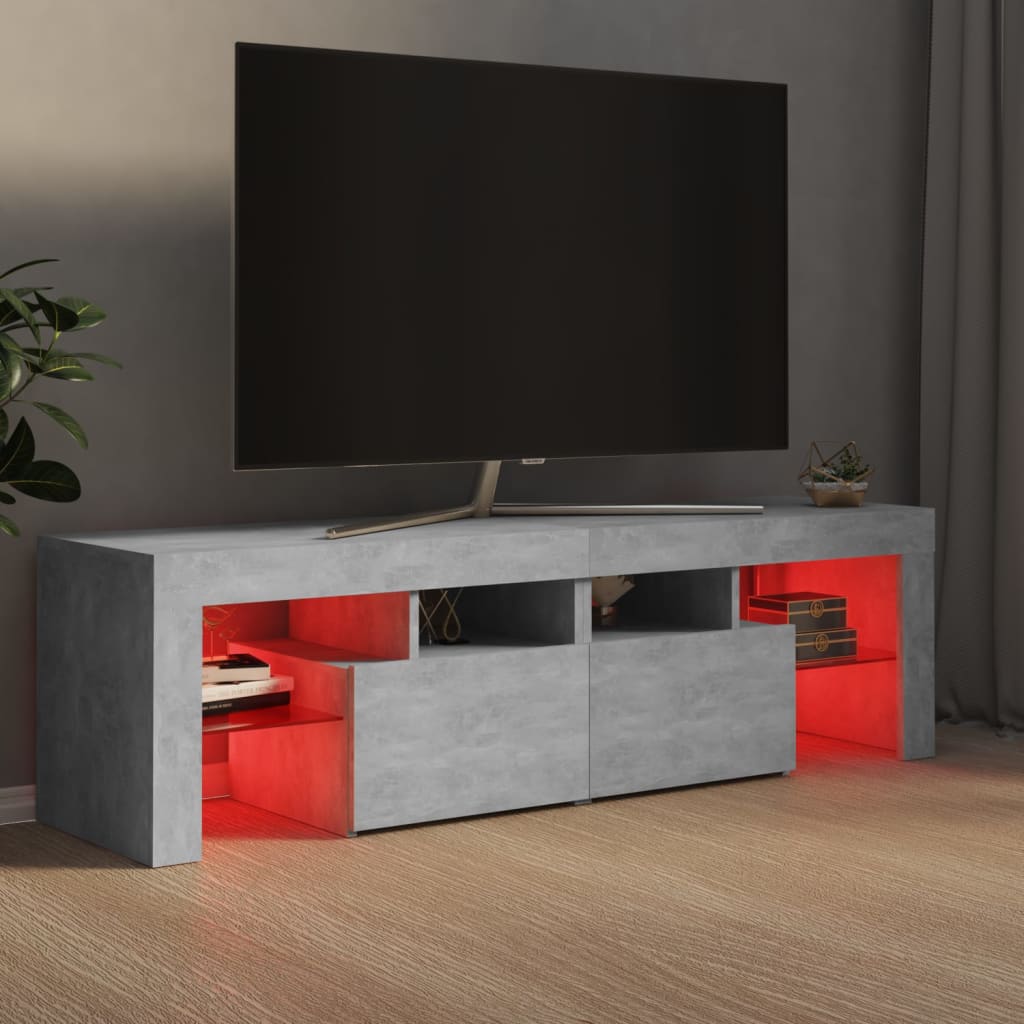TV skrinka s LED svetlami, betónovo sivá 140x36,5x40 cm