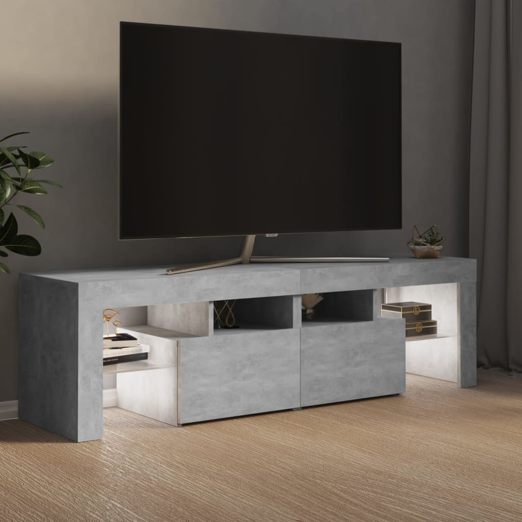 TV skrinka s LED svetlami, betónovo sivá 140x36,5x40 cm