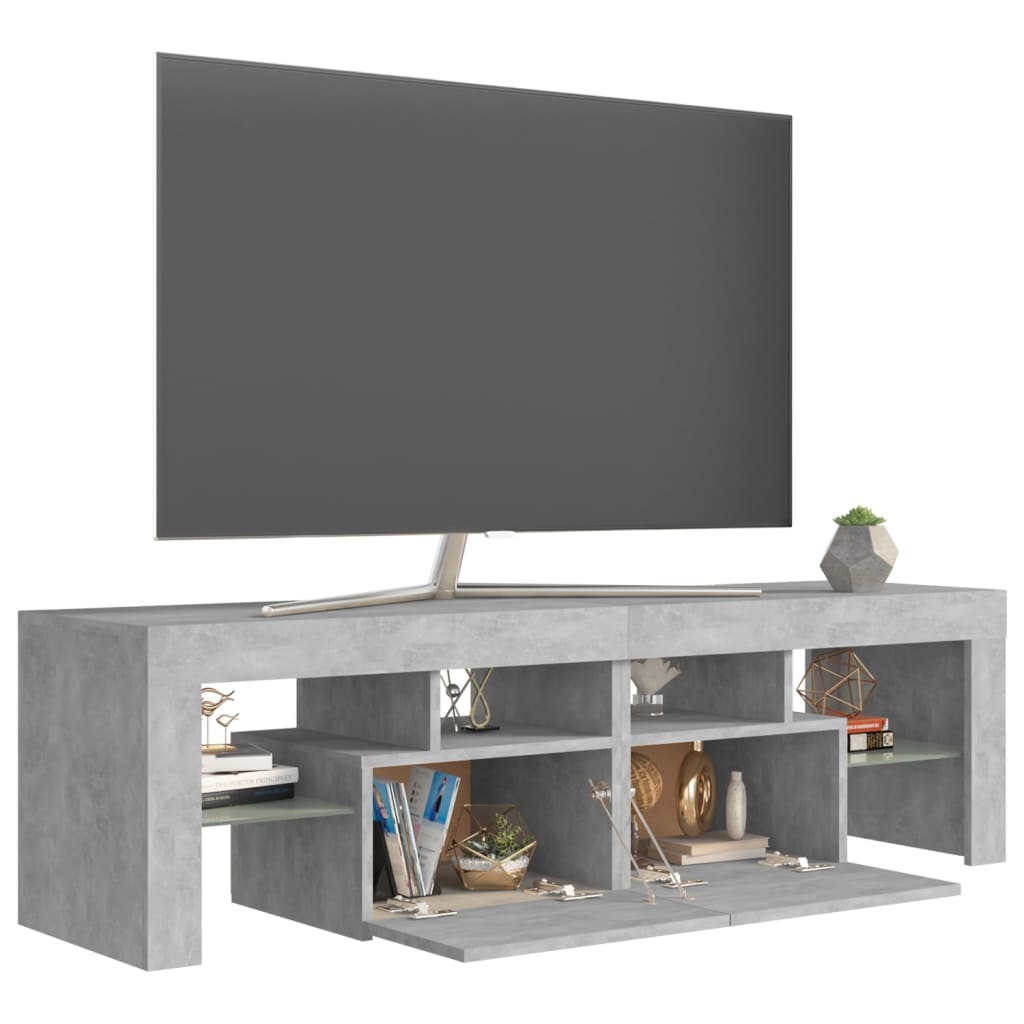 TV skrinka s LED svetlami, betónovo sivá 140x36,5x40 cm