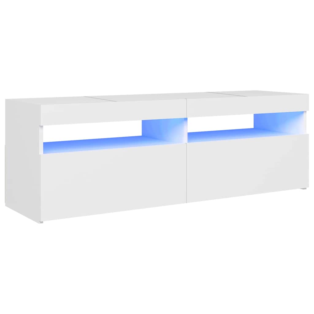 TV skrinka s LED svetlami biela 120x35x40 cm