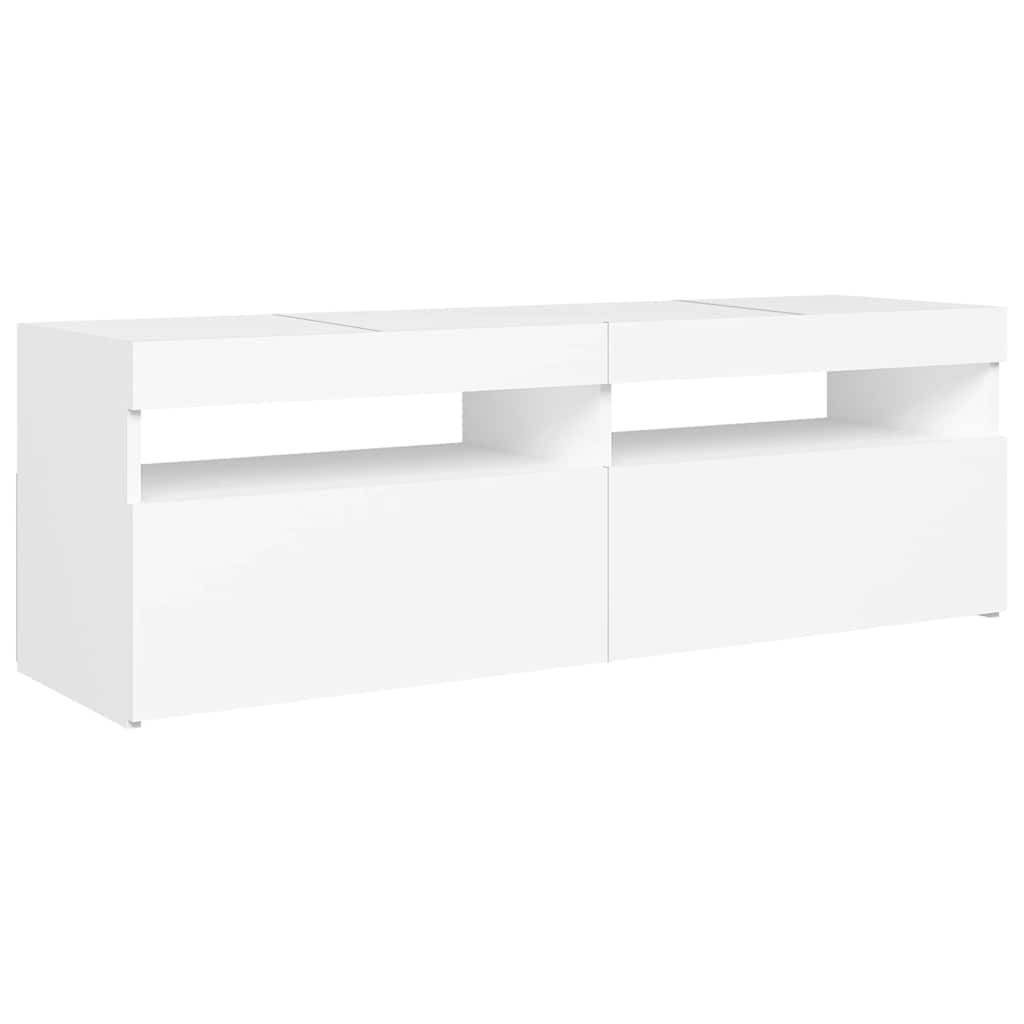 TV skrinka s LED svetlami biela 120x35x40 cm